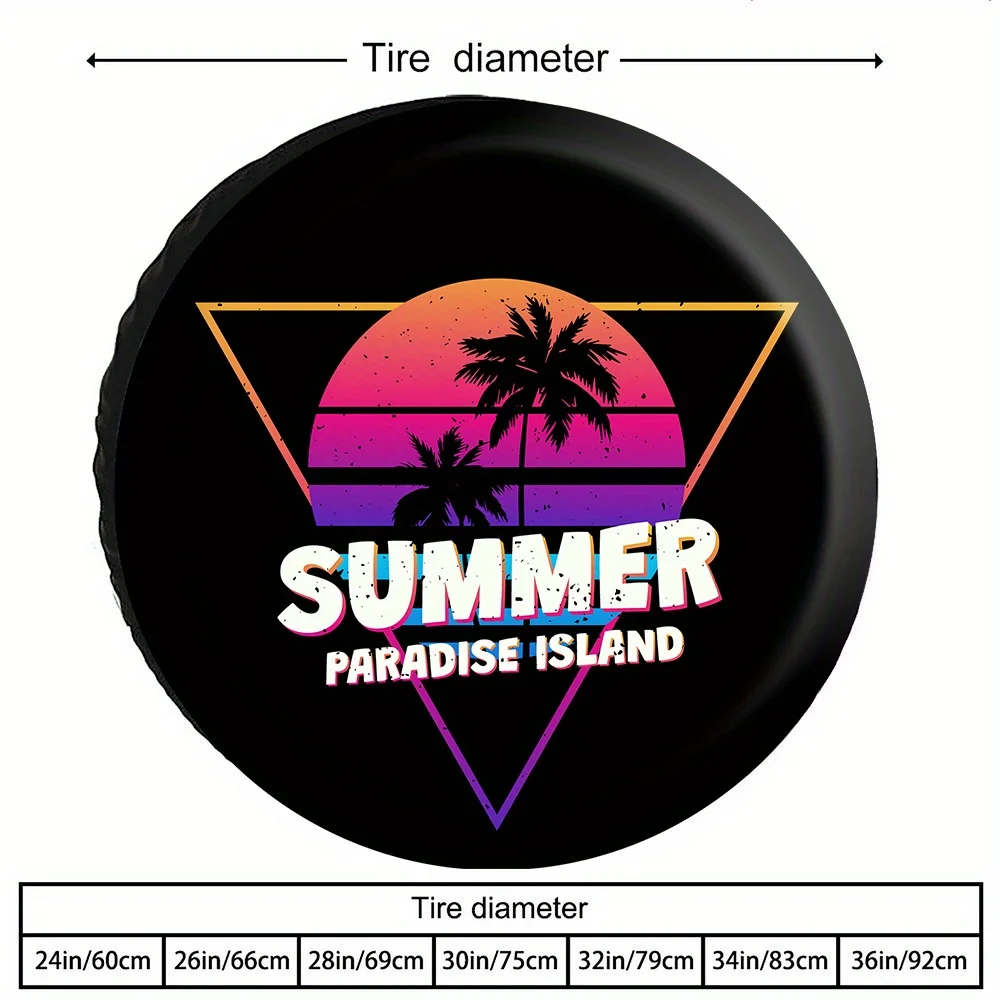 

Стильный чехол для покрышки Summer Paradise Island — крутой дизайн с пальмами и закатом, прочный полиэстер, ветрозащитный, пыленепроницаемый, УФ-при