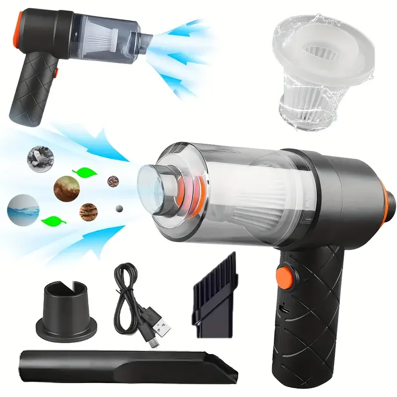 

Беспроводной автомобильный пылесос Мини-портативный пылесос с сильным всасыванием и вентилятором двойного назначения для чистки волос домашних животных в салоне автомобиля