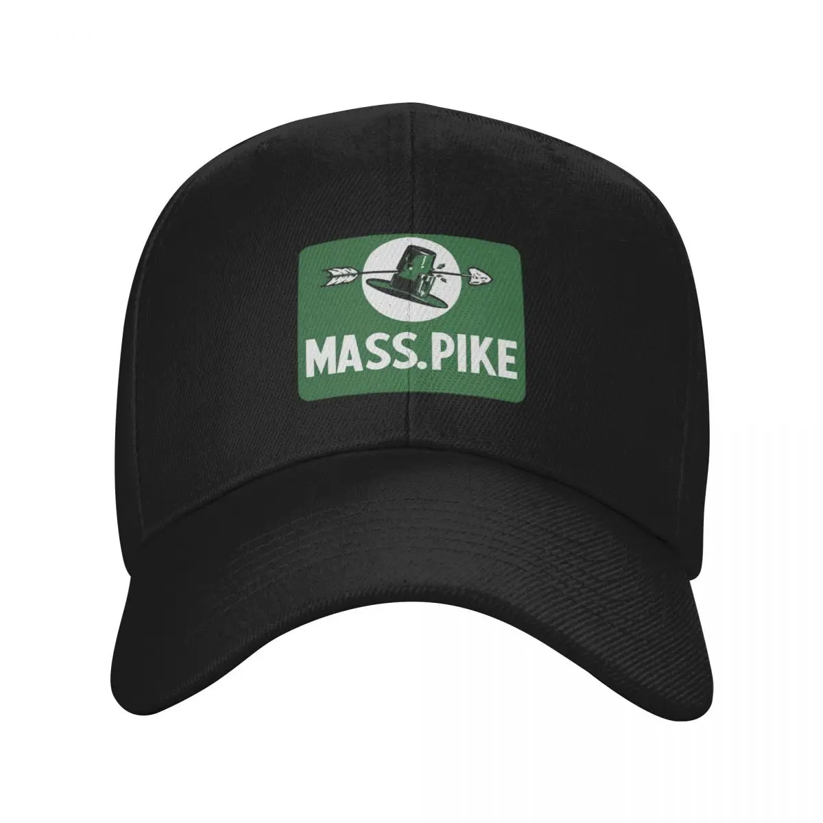 

Mass Pike Road Sign with Pilgrim Hat Baseball Cap Golf Hat Man Hat men cute Caps For Women Men's