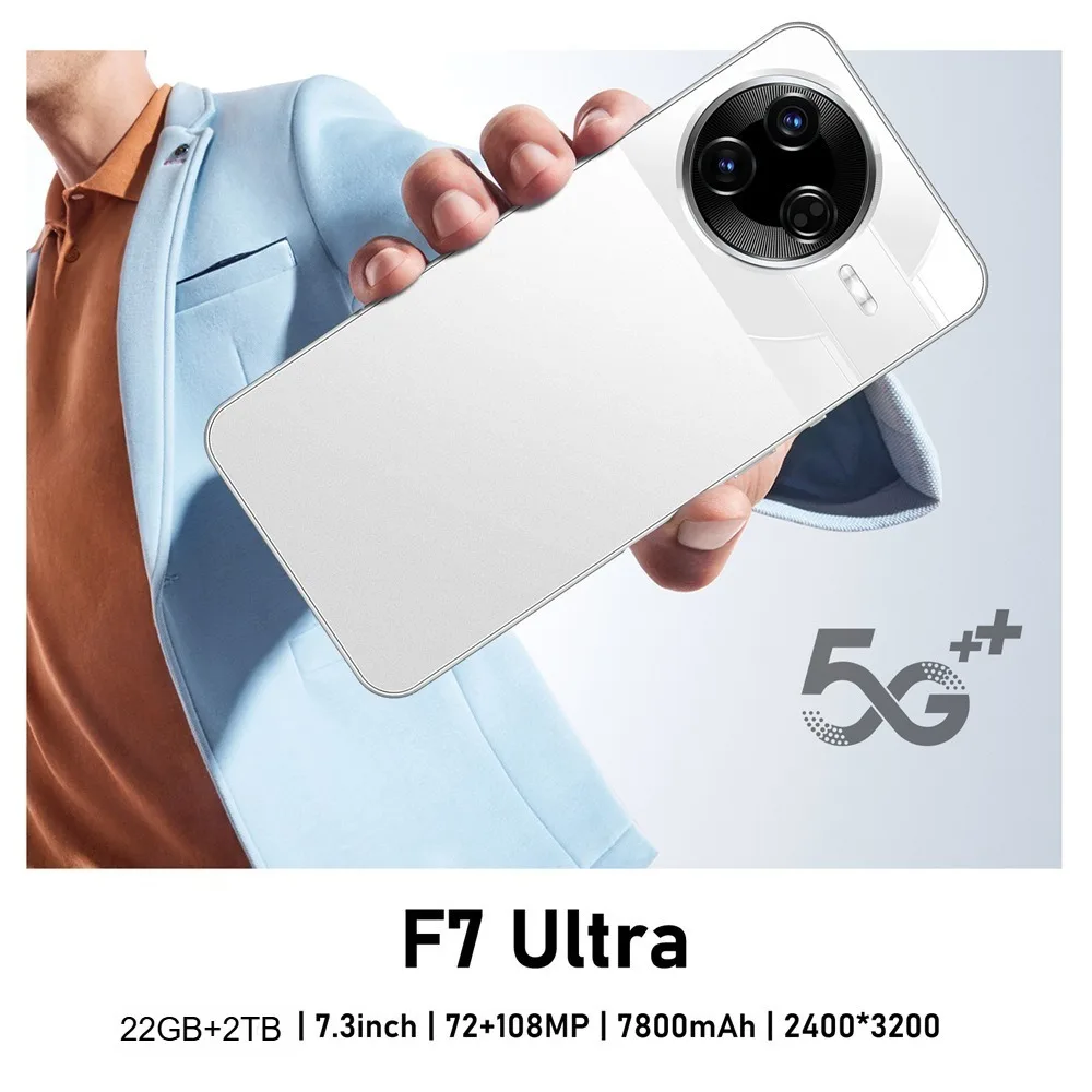 

HOT New F7 Ultra Original 7.3 HD Global Edition Original Smart 22GB+2TB 5G Dual Card 7800mAh Battery Facial Recognition Function