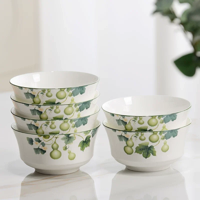 Tazón de porcelana fina de 4.5 pulgadas, 6 piezas, tazones para arroz y fideos, pintura china, recipiente para comida de porcelana japonesa, tazón bonito, tazón pequeño