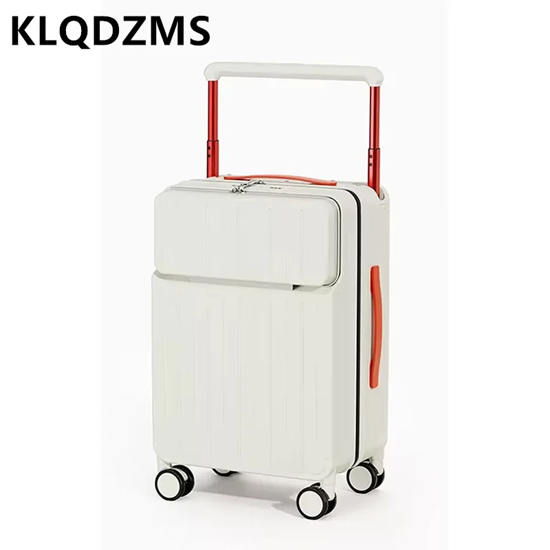 KLQDZMS 2026 New Style Wide Pull Rod Luggage For Women 20 Inch Front Opening Password Box Large Capacity Travel Suitcase