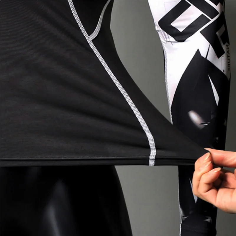 Men's Fitness Clothing Sun Protection Compression Sportswear Second Skin Rashgarda MMA Long Sleeves Sports Leggings Running suit