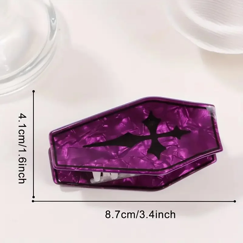 2025 novo dia das bruxas misterioso caixão caixa garra de cabelo acrílico clipes de garra série horror grampos de cabelo acessórios para o cabelo para mulheres meninas