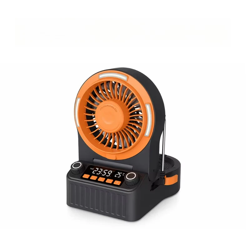 Portable multi-function hand fan radio for speaker mobile power supply