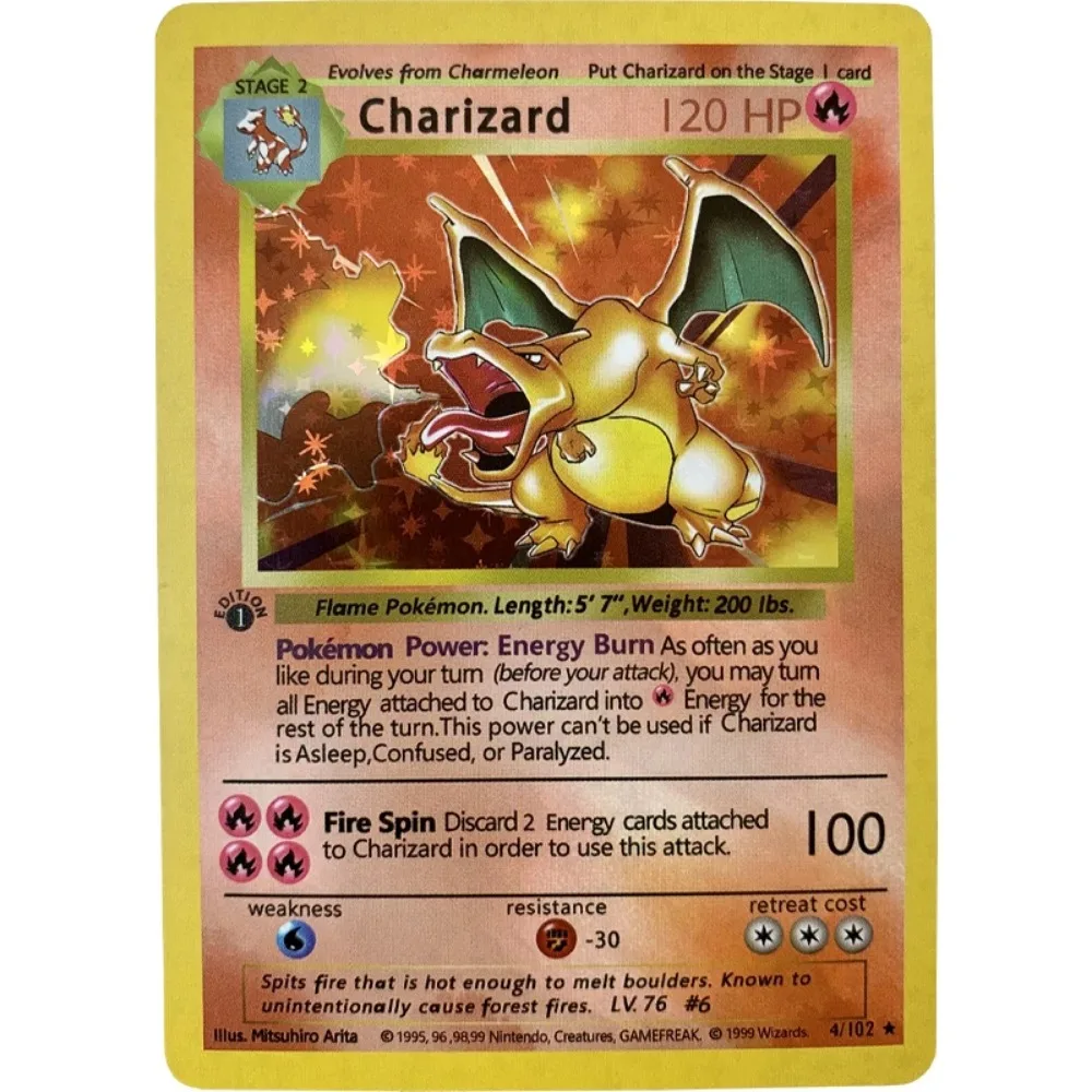 Pokemon English Version PTCG 1996 Years Flash Cards Charizard Mewtwo Rayquaza Game Collection Cards Gift Kids Toys DIY Gifts