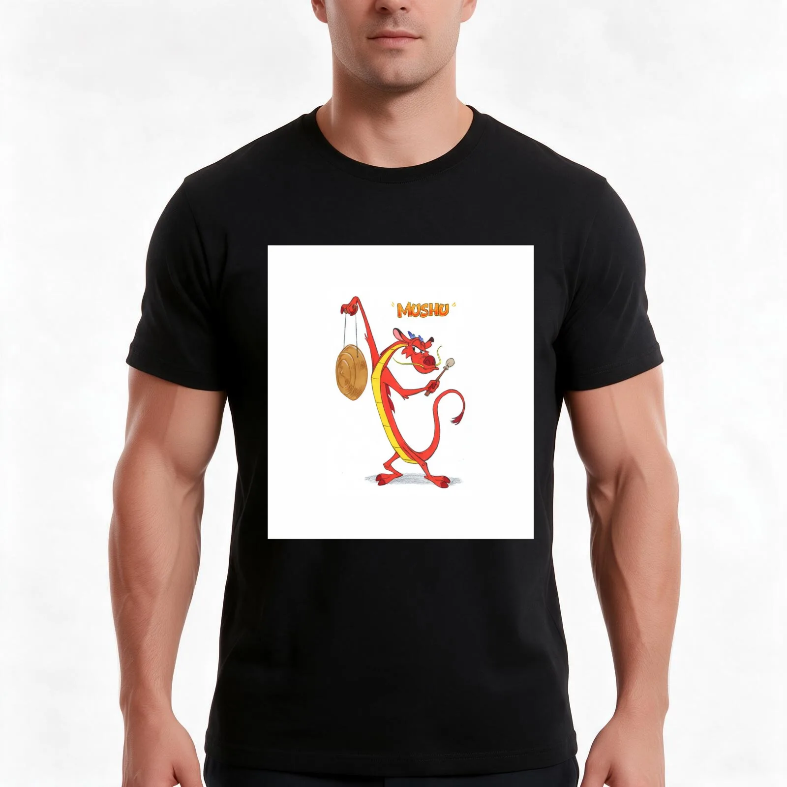 mushu dishonor on your cow T-Shirt, Summer Casual Cotton Tee, Oversized Streetwear Tops, Vintage Graphic Print, Unisex Men Women
