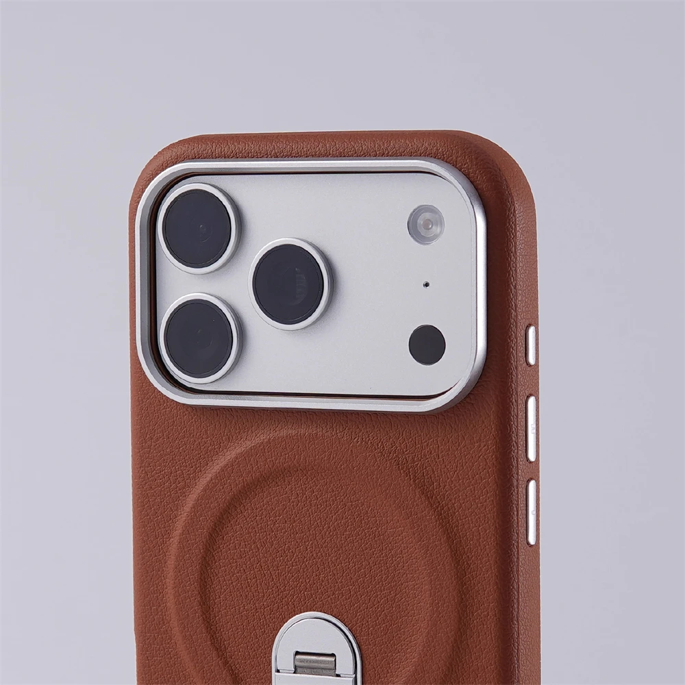 Luksusowy obrotowy uchwyt, odporny na wstrząsy, skórzany futerał MagSafe do iPhone 18 17 Pro Max 16 15 14 13, magnetyczna osłona do bezprzewodowego ładowania. — zdjęcie produktu 2