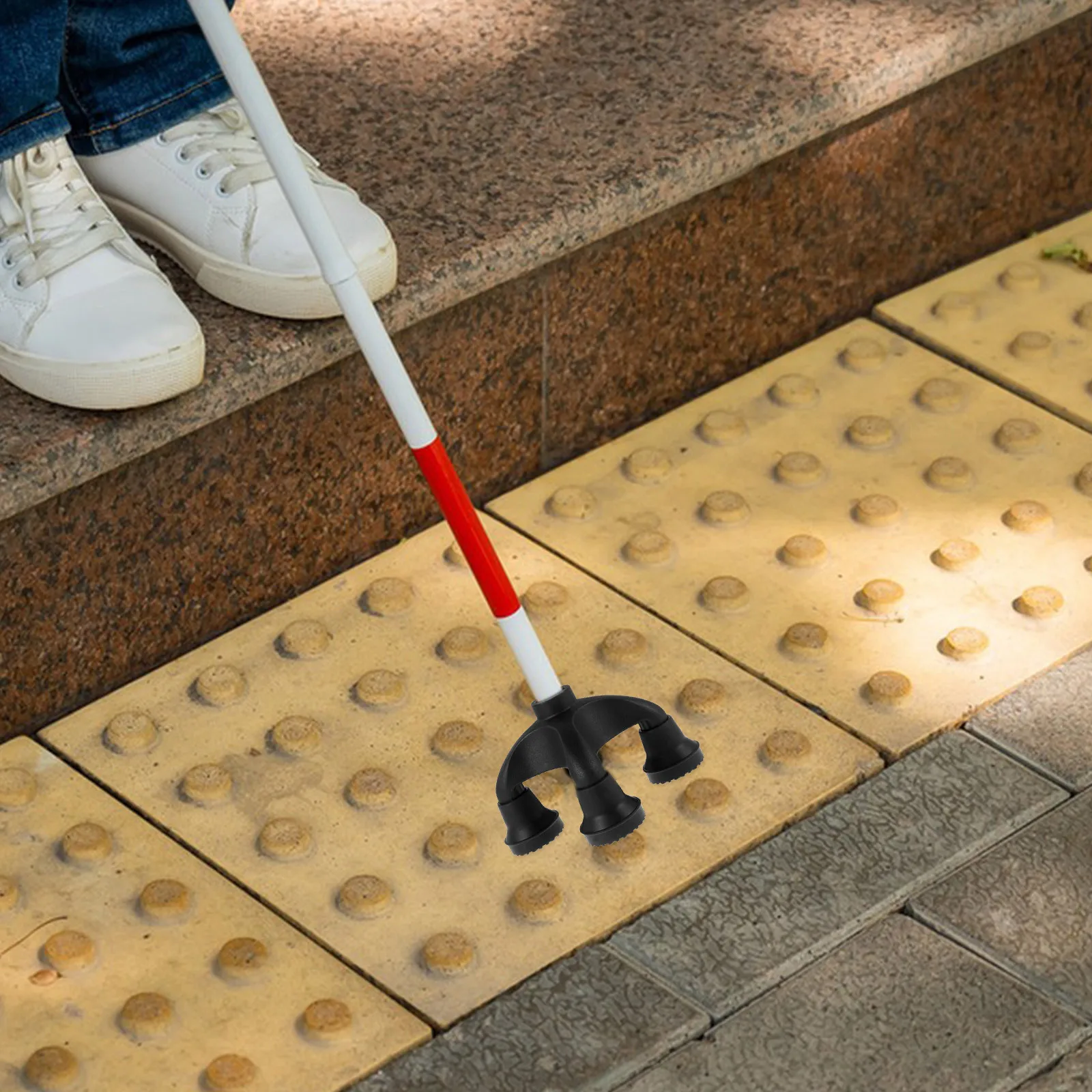 

Elderly Cane Tip Pad Nonslip Design Easy Installation Quad Base Support Cane Ends Replacement Tips Walking Stick Accessories