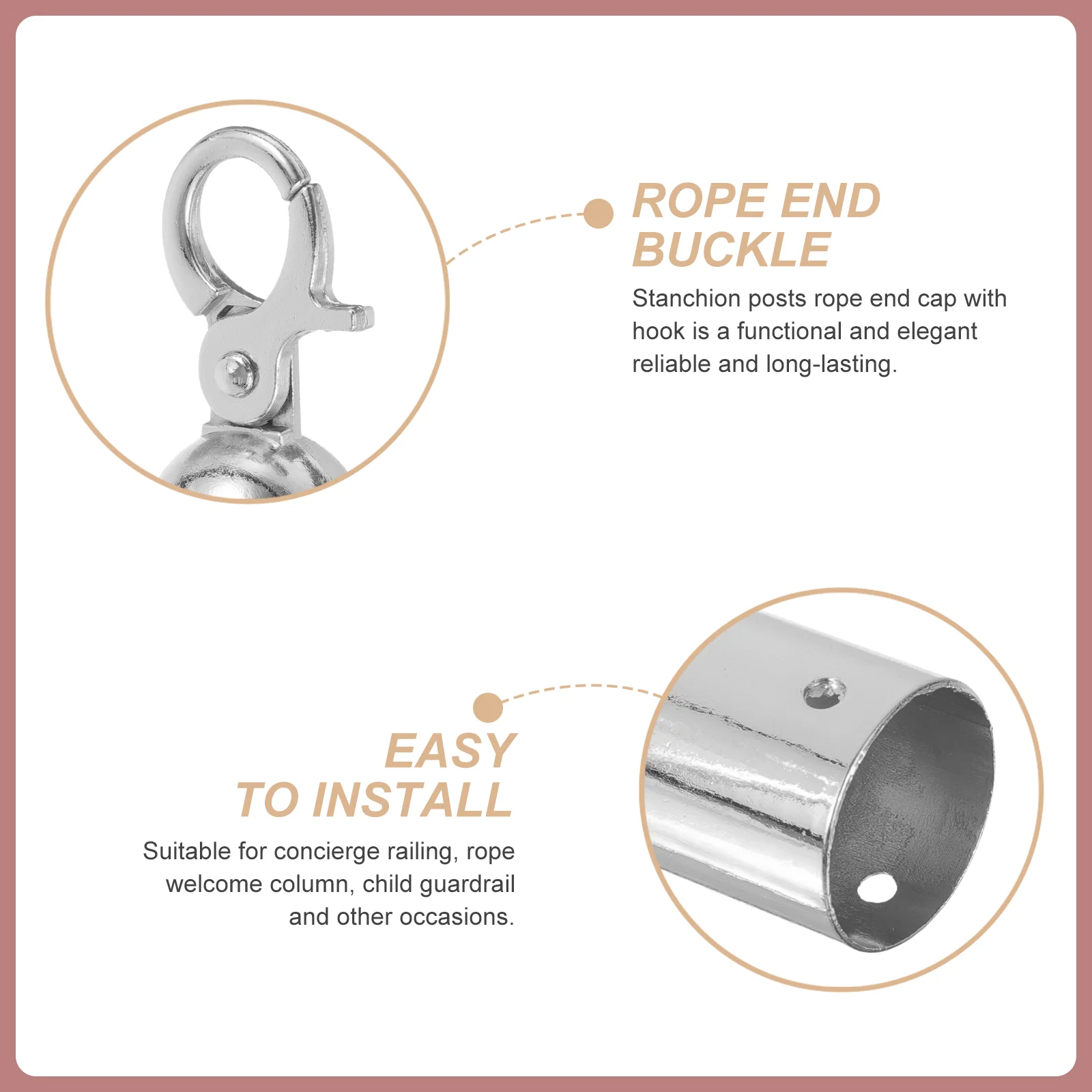 Rope End Stop Guardrail Cord Cap Decking Fittings Stopper Ends Fence Snap Stainless Steel