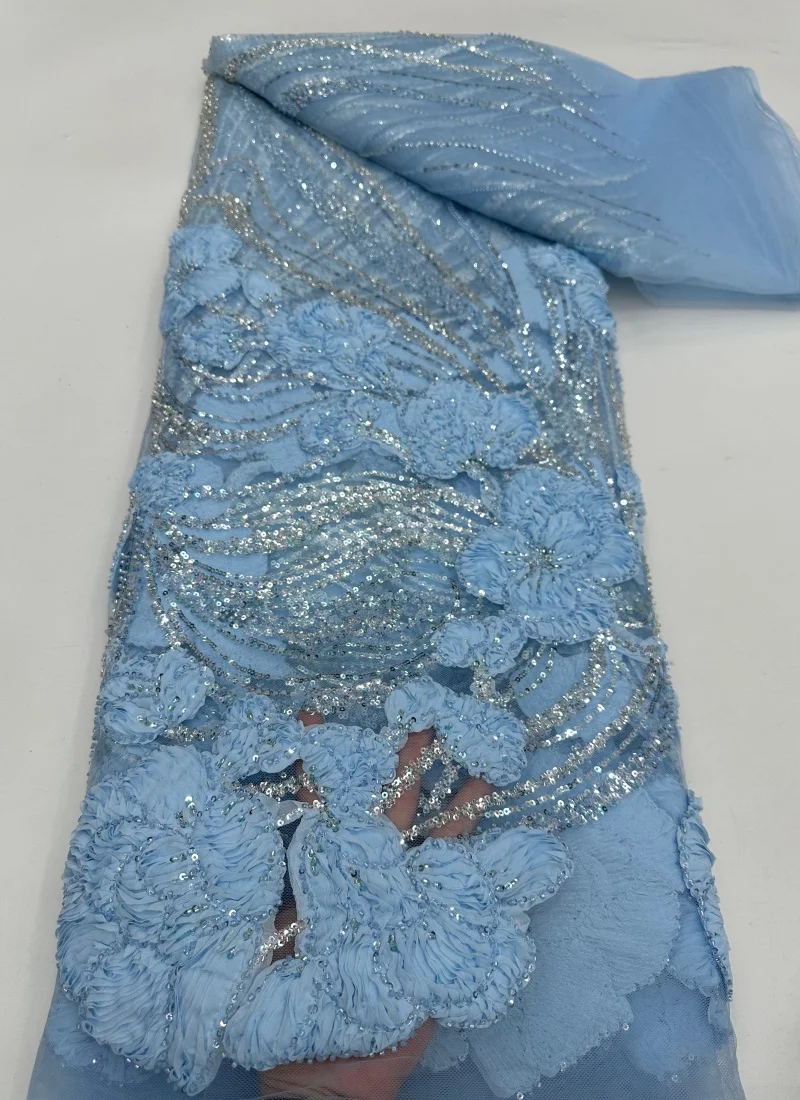 

Latest African Sequins Beads Lace Fabric 2026 High Quality Lace Material French Nigerian Lace Fabrics For Women Party
