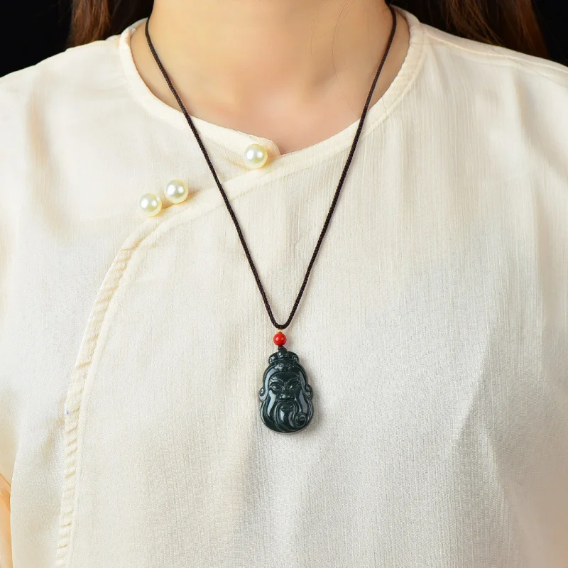 

Hetian Gray Jade Guan Yu Pendant