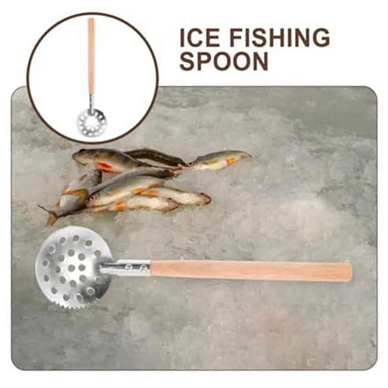 Serrated Ice Fishing Spoon Metal Ice Scoop Ice Fishing Filter Spoon,Fish Landing Spoon Ice Scoop