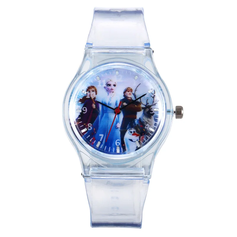 

Disney Princess Elsa Children Watches for Girls Transparent strap Kids Quartz Clock Reloj Infantil Wristwatches Dropshipping ﻿