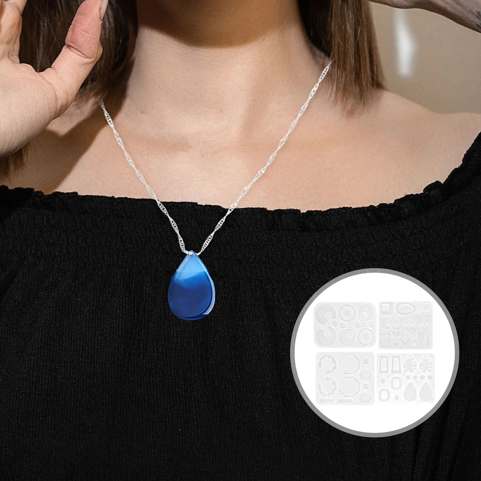 

4Pcs Resin Jewelry Silicone Mold Flexible Durable Pendant Mold DIY Earrings Craft Making Supplies Silicone Molds for Resin