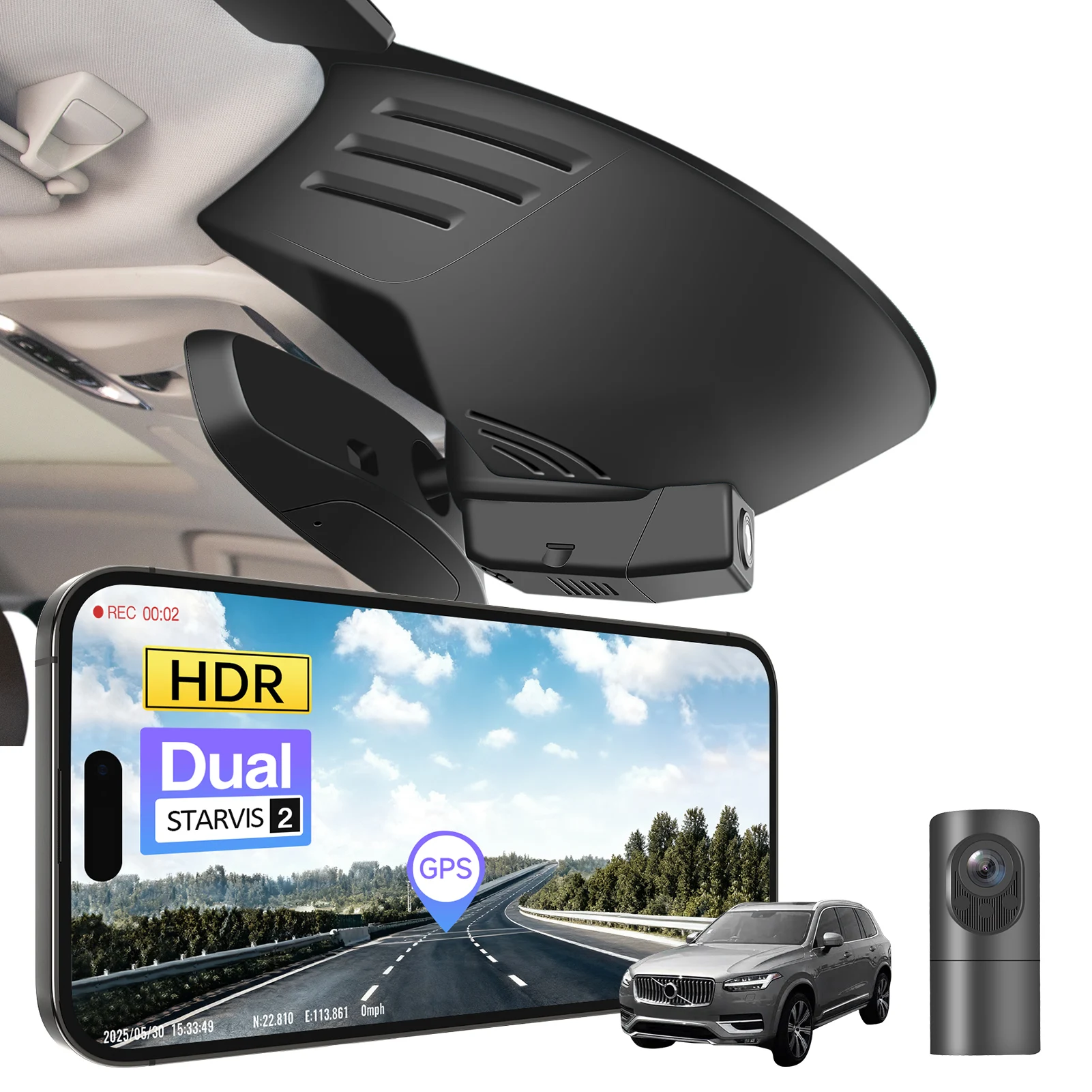 Mangoal 4K HDR STARVIS 2 Sensor Dash Cam For Volvo XC90 Dash Car Camera 2016-2026 GPS WiFi & APP 5GHz Plug and Play Recorder