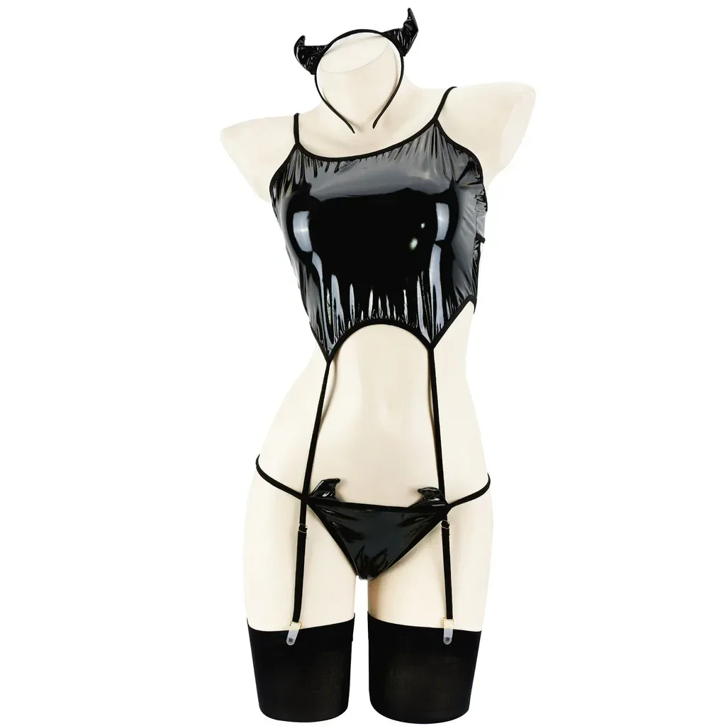 

Sexy Amine Devilish Skin-tight Underwear Role-playing Game Private Bedroom Backless Sleepwear Halloween Bikini Bras Top Panty