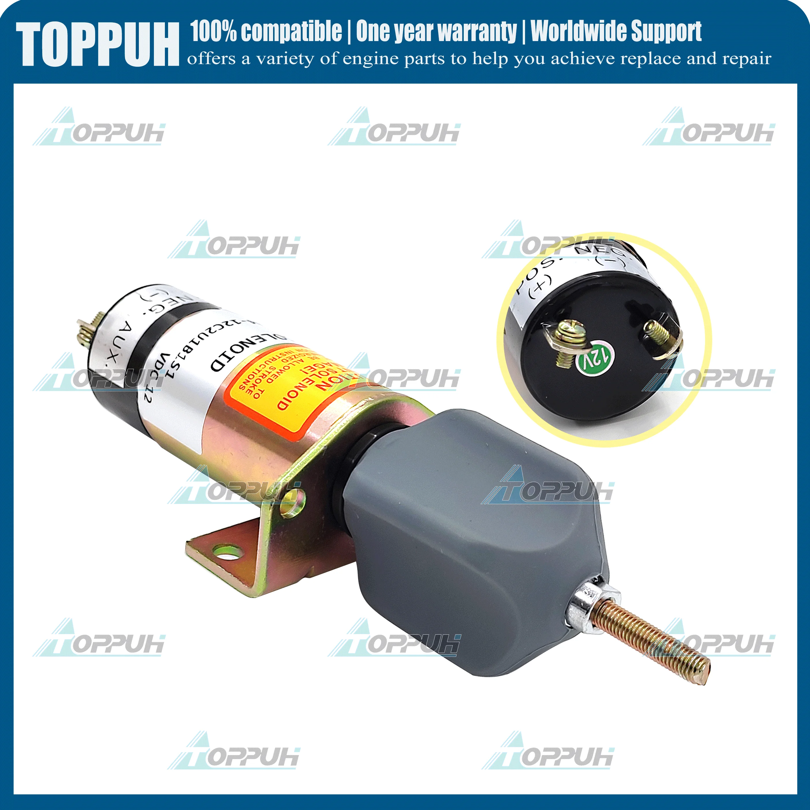12V Stop Solenoid 1504-12C2U1B1S1 for Synchro Start Kubota DF-750 Choke Solenoid