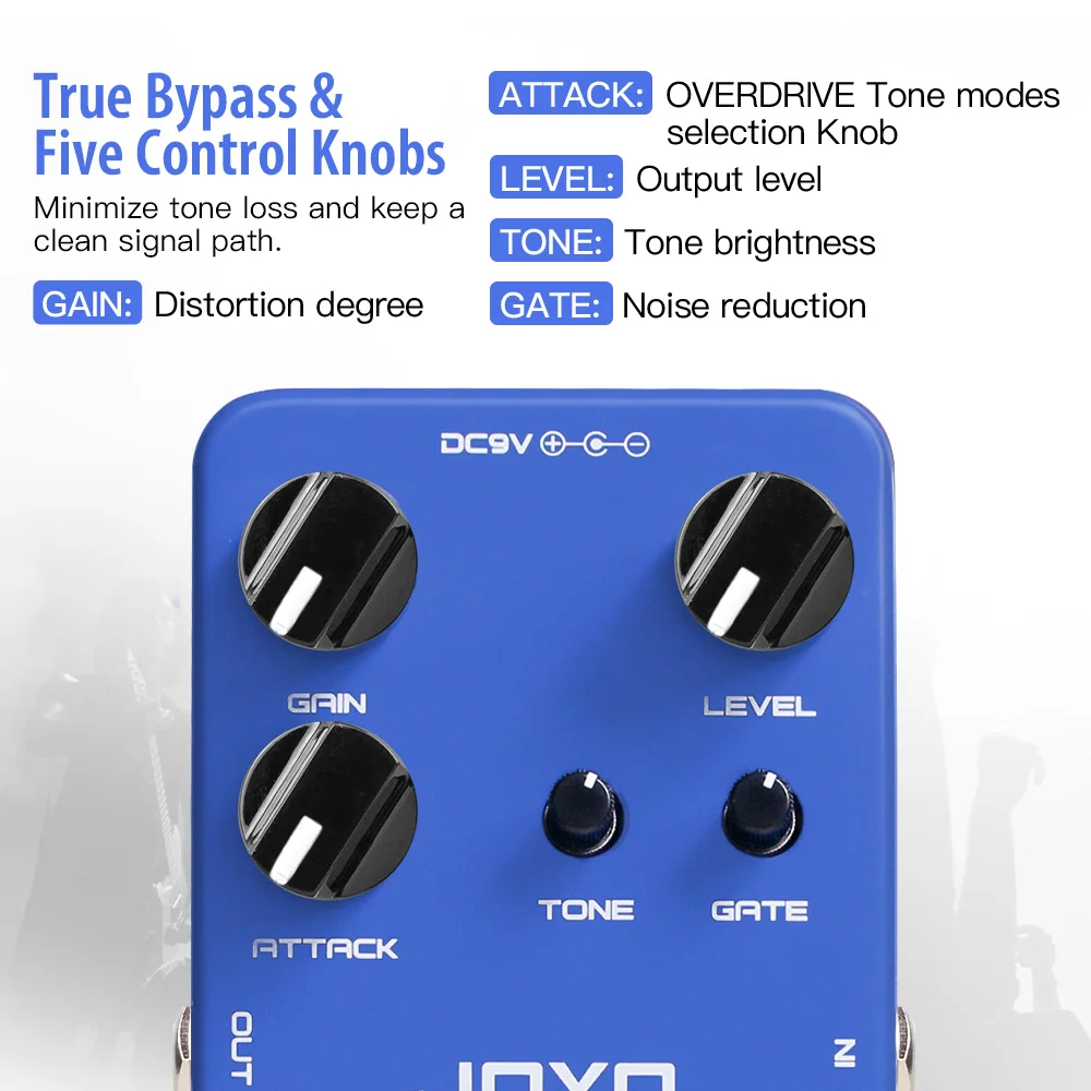 JOYO JF-23 ARGOS Overdrive Guitar Pedal Built-in Noise Gate with Multi-mode 6 Natural and Flexible Overdrive Tones view 4