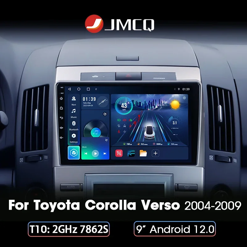 

JMCQ 9" Android 12 for Toyota Corolla Verso AR10 2004 2005 2006 2007 2008 2009 Car Radio Multimedia Player 2 Din Carplay GPS DVD