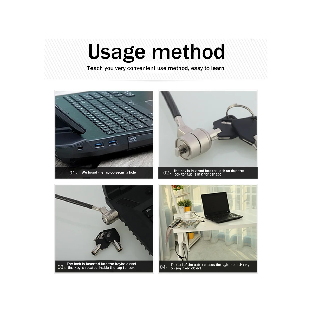 قفل الكمبيوتر المحمول قفل الكمبيوتر المحمول مكافحة سرقة قفل عالمي قابل للسحب الربيع حبل الصلب كابل مفتاح قفل الكمبيوتر