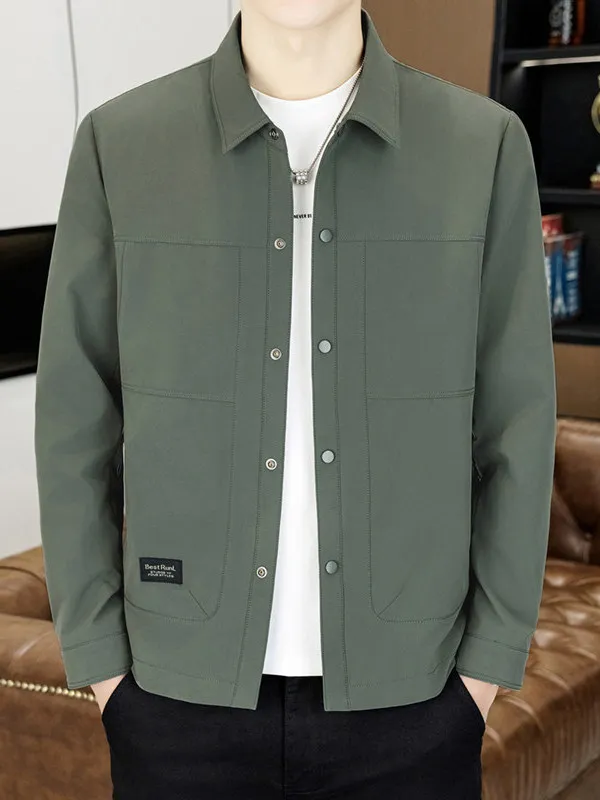 

Весенняя модная повседневная куртка с воротником, удобная, молодежная, из полиэфирного волокна, с длинными рукавами, приталенного кроя, в городском стиле, для мужчин