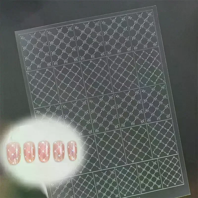 

French Stripe Rhombus Hollow Out Nail Art Stickers Template Stamp Manicure Decals Nail Charm Decoration DIY