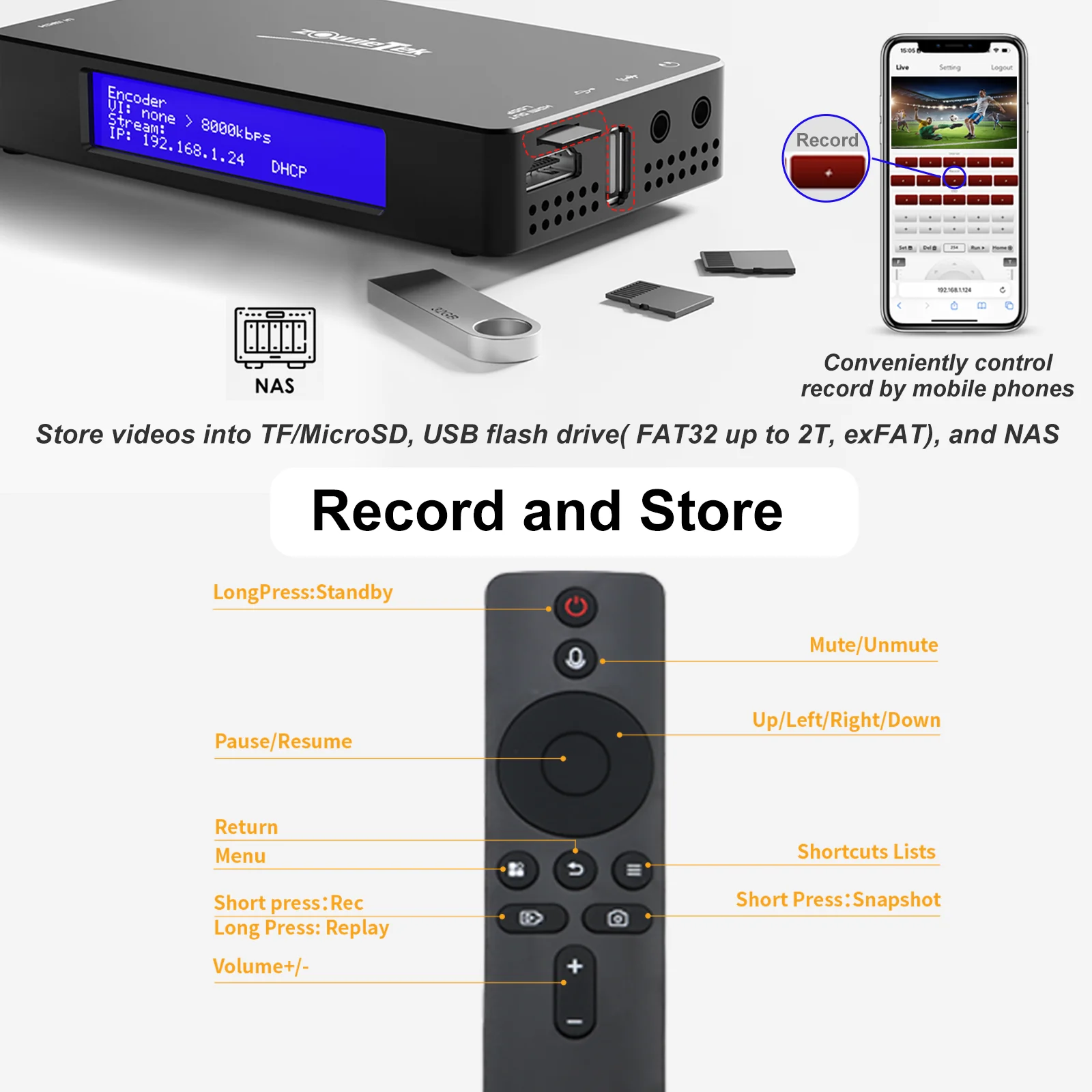 Grabador de vídeo HDMI 4K: DVR de captura HDMI con códec H.265/H.264, grabación de 4K a 30fps, paso y reproducción en TV, no requiere PC