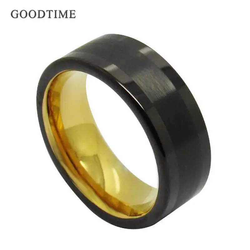 Trendy Black Tungsten Carbide Male Band Lasha Engagement Ring Fashion Jewelry Anniversary Valentine Gift For Men Wedding 8mm