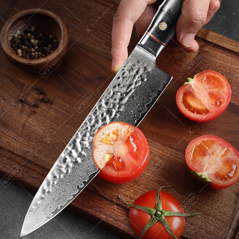 WXCOO Профессиональный кухонный нож шеф-повара Кованый нож для мяса Дамасские кухонные ножи Нож для нарезки и резки Нож для очистки фруктов