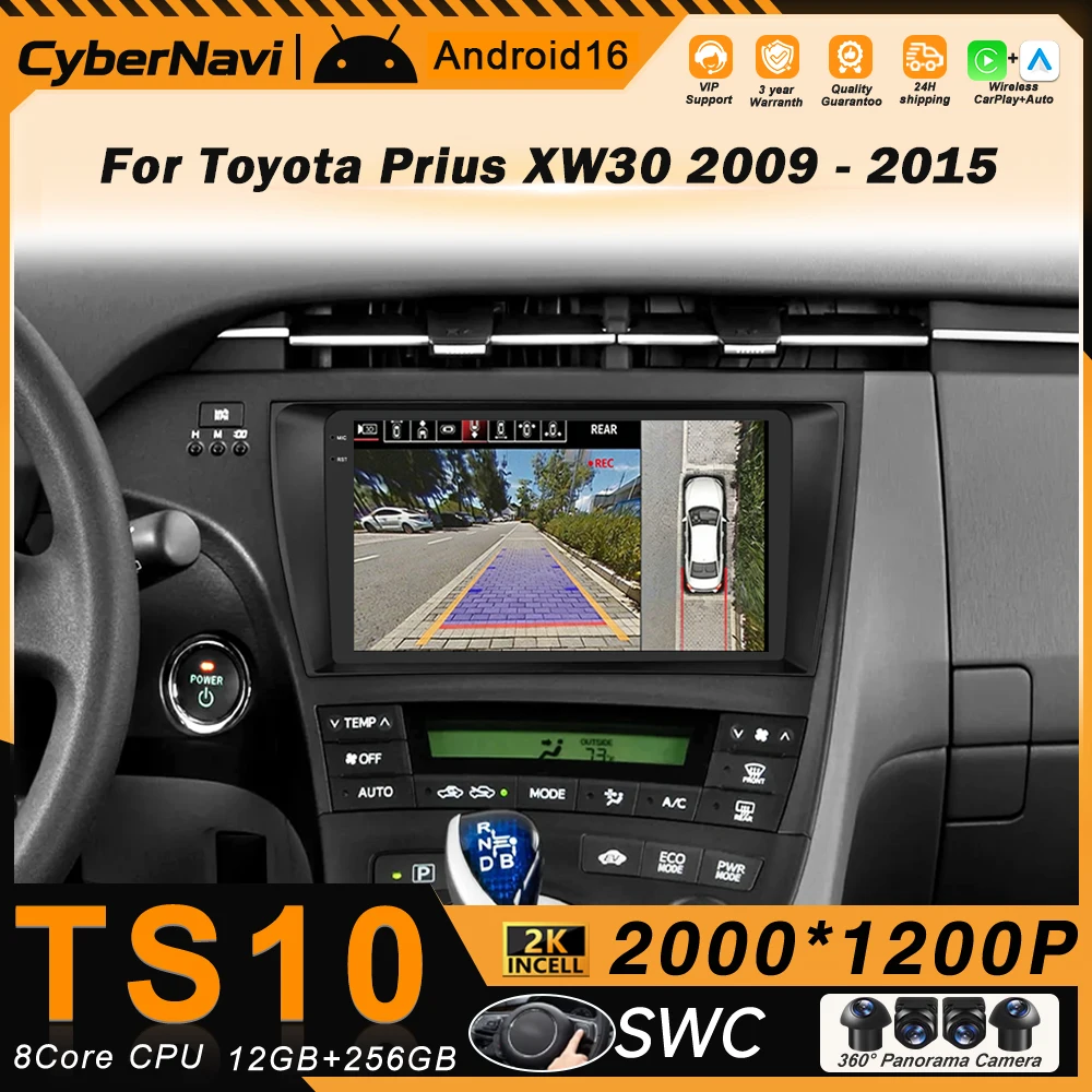 

Автомобильное радио Android для Toyota Prius XW30 2009-2015, GPS-навигация, Carplay, беспроводной 2 Din мультимедийный видеоплеер, сенсорный экран