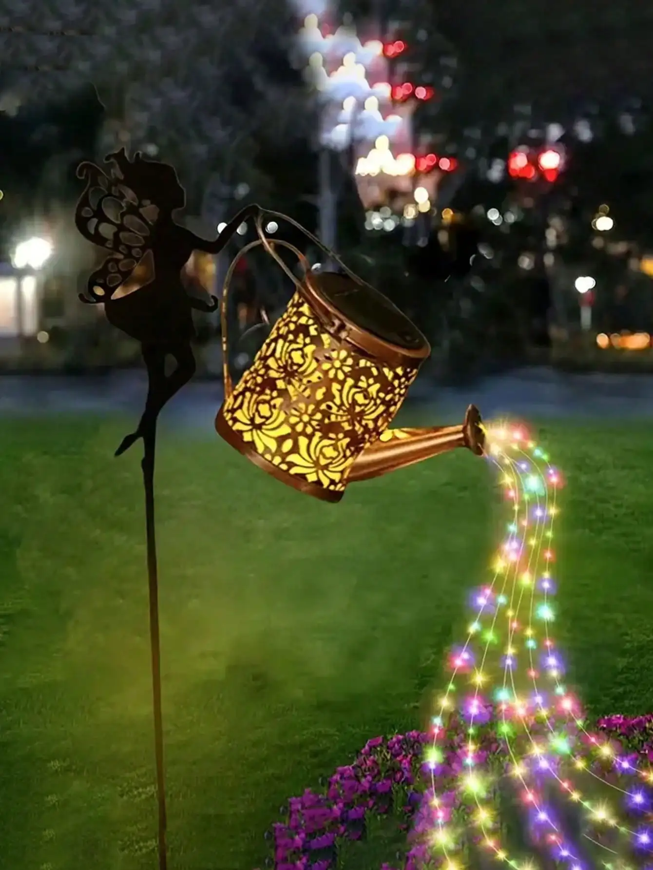 1/2 قطعة أضواء سقاية الجنية الشمسية: 36 LED، مستشعر الضوء، ديكور حديقة معدني خارجي (بدون جهاز تحكم عن بعد) #4