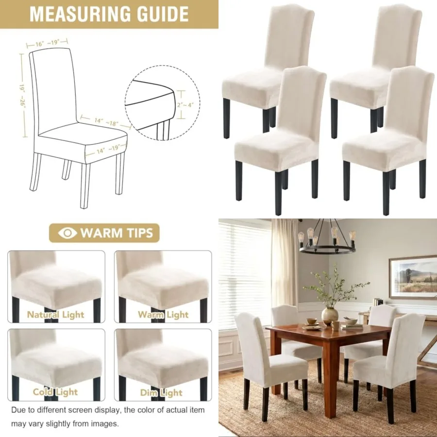 

Dining Chair Covers Velvet Stretch Chair Covers for Dining Room Set of Parson Chair Slipcovers Chair Protectors Covers Dining,