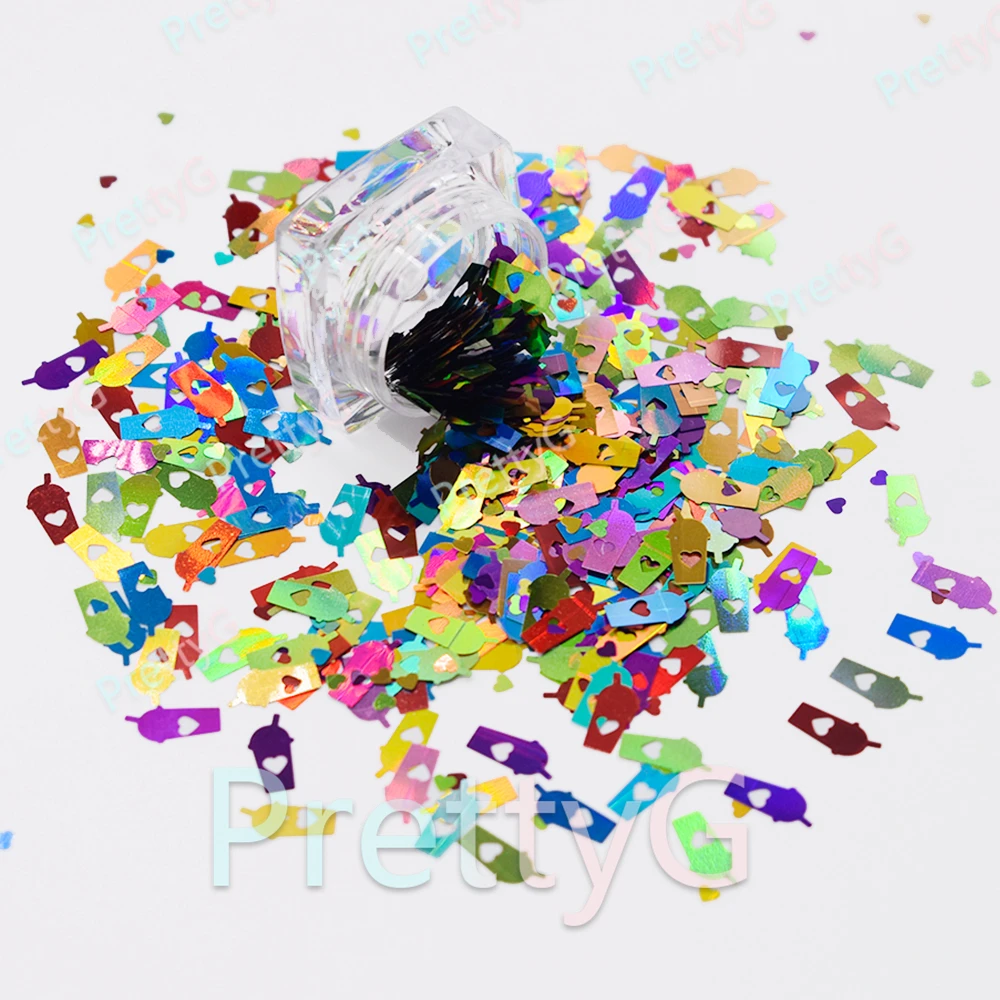 PrettyG 1 Box Coffee Cup Shape Holographic Star Bucks Glitter Sequins for Resin DIY Art Craft Nail Makeup Decoration Accessories