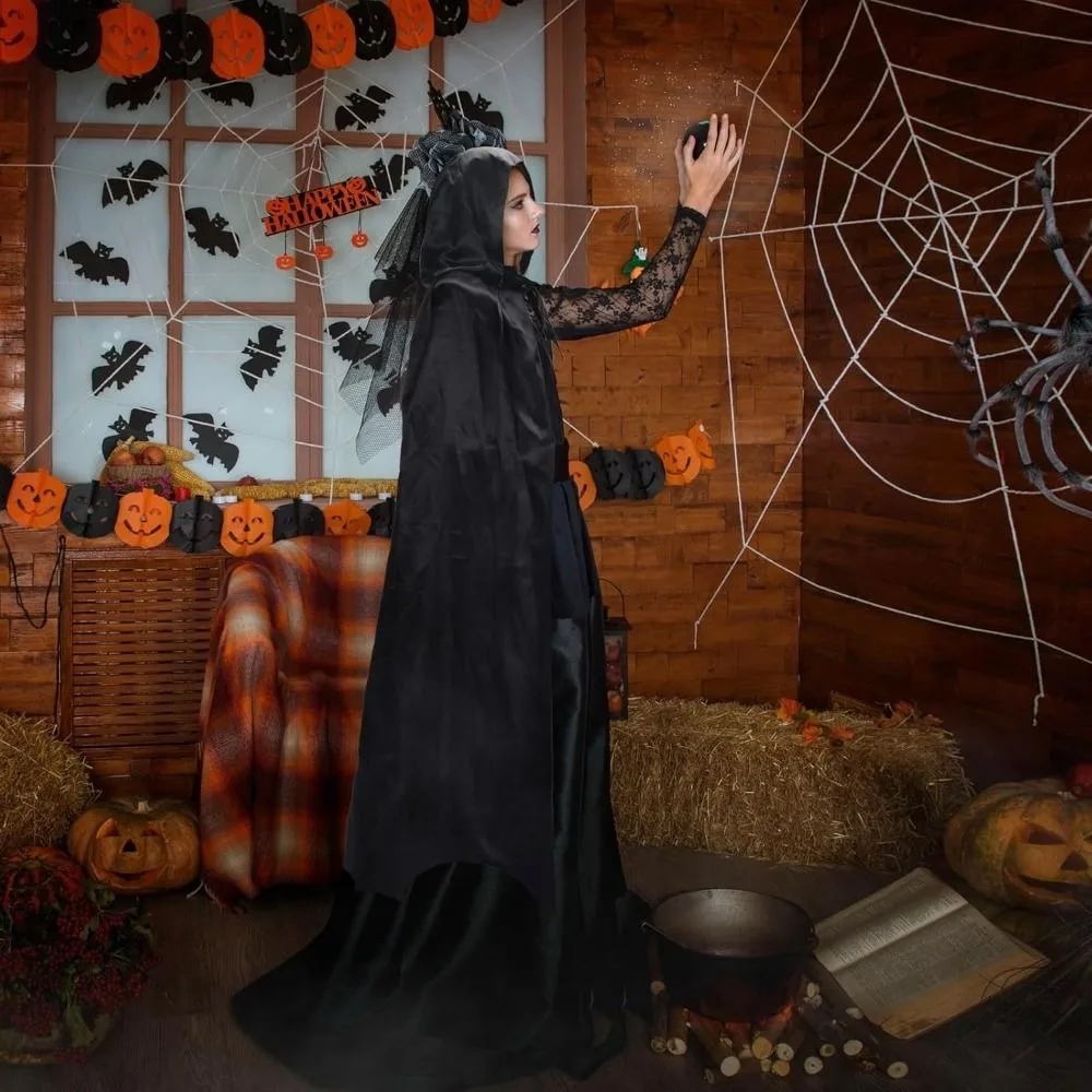 フェイスシールド 女性用 ゴーストマント ヘアピン ルース ハロウィン コスプレ衣装 ステージパフォーマンス パーティー小道具 ハロウィンマント 帽子付き