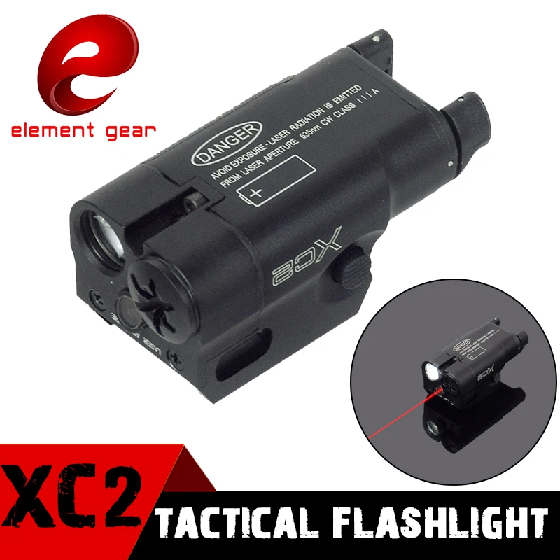 ELEMENT GEAR Flashlight with Red Dot Laser Metal Tactical SF XC1 XC2 Recon Small for GLOCK 20mm Rail