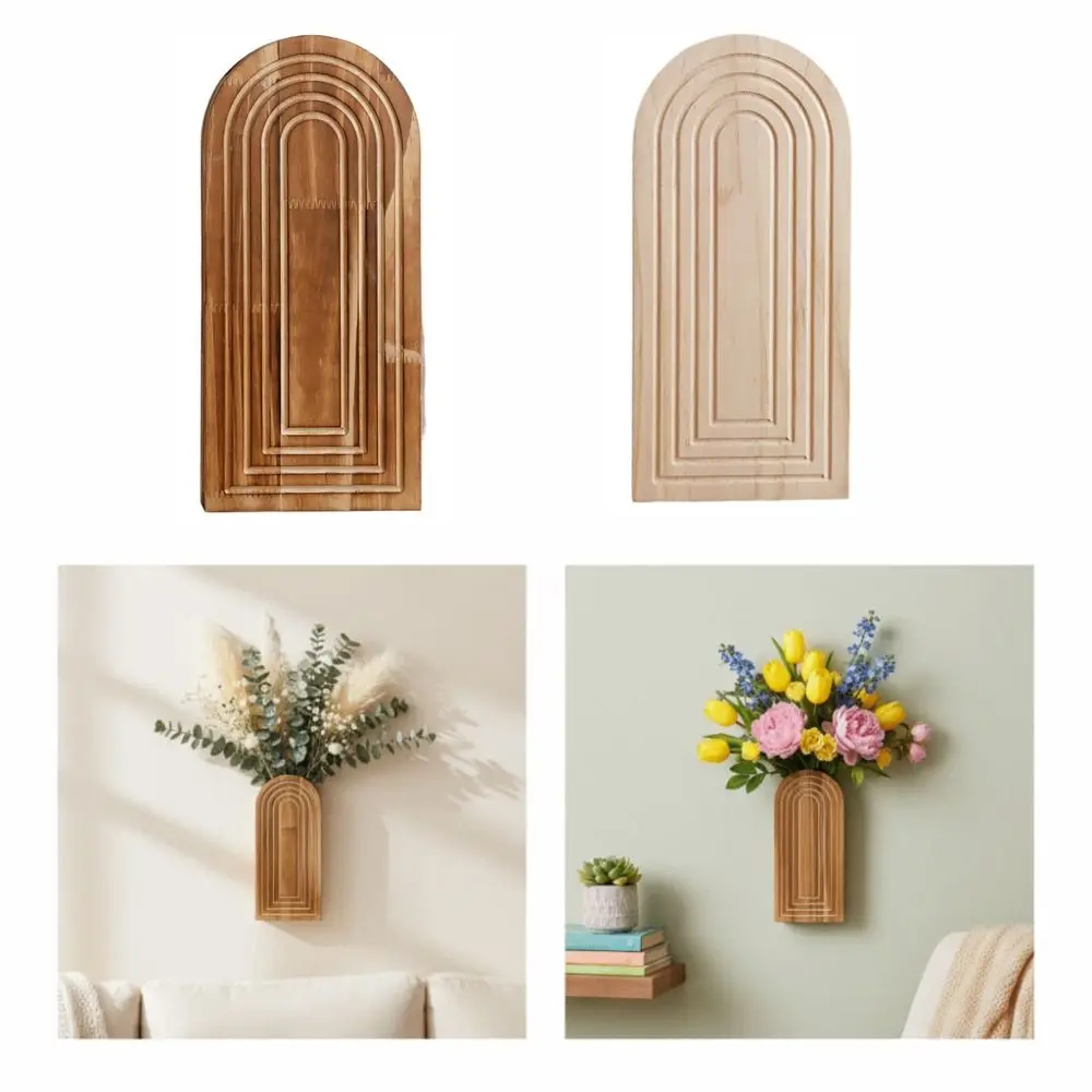 Decoración Artística, Jardinera de Pared de Madera Natural, Hecha a Mano, Estilo Boho, Jardinera Colgante, Florero de Pared de Madera de Estilo Rústico Moderno, Decoración del Hogar