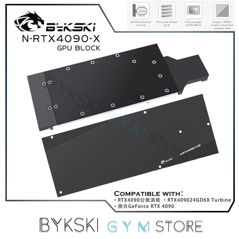 Bykski Nvidia RTX4090 GPU Water Block Founders Leadtek RTX 4090 FE 24G Watercooler All Metal Version N-RTX4090-X