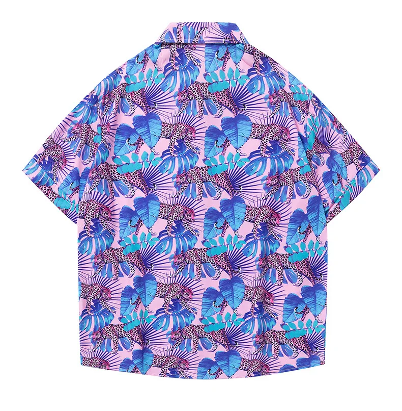 Camisa havaiana floral casual masculina, camisa de praia manga curta, roupa de festa de férias, verão, 2024