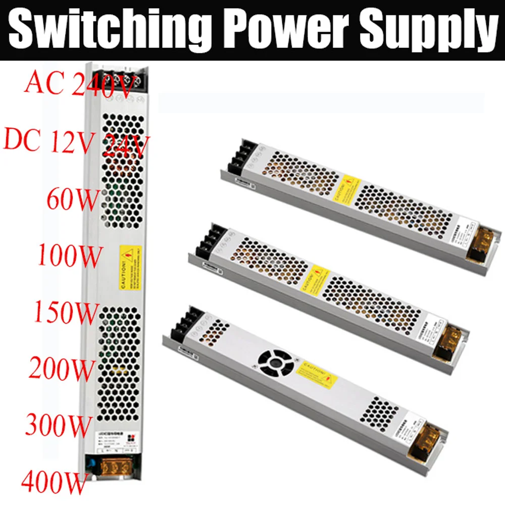 Switching Power Supply Transformers 220V AC DC Converter 12V Power Supply 24V 60W 150W 200W 300W 400W SMPS Led Driver Ultra Thin