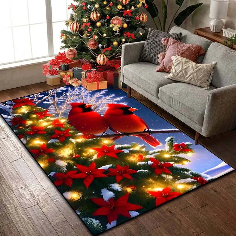 15 Size Christmas Bird Cardinal Pattern Rug Carpets Bedroom Living Room Bathroom Mat Creative Door Mat Area Rug Bring Good Luck