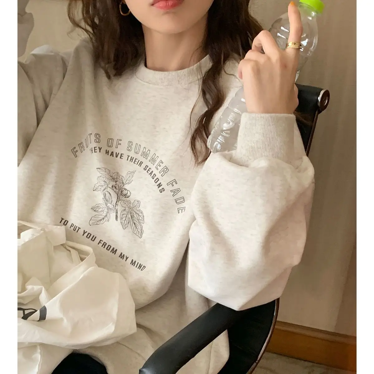 Spring and autumn new oversize lazy style sweatshirt for women loose student ins homemade high-end gentle top women clothing