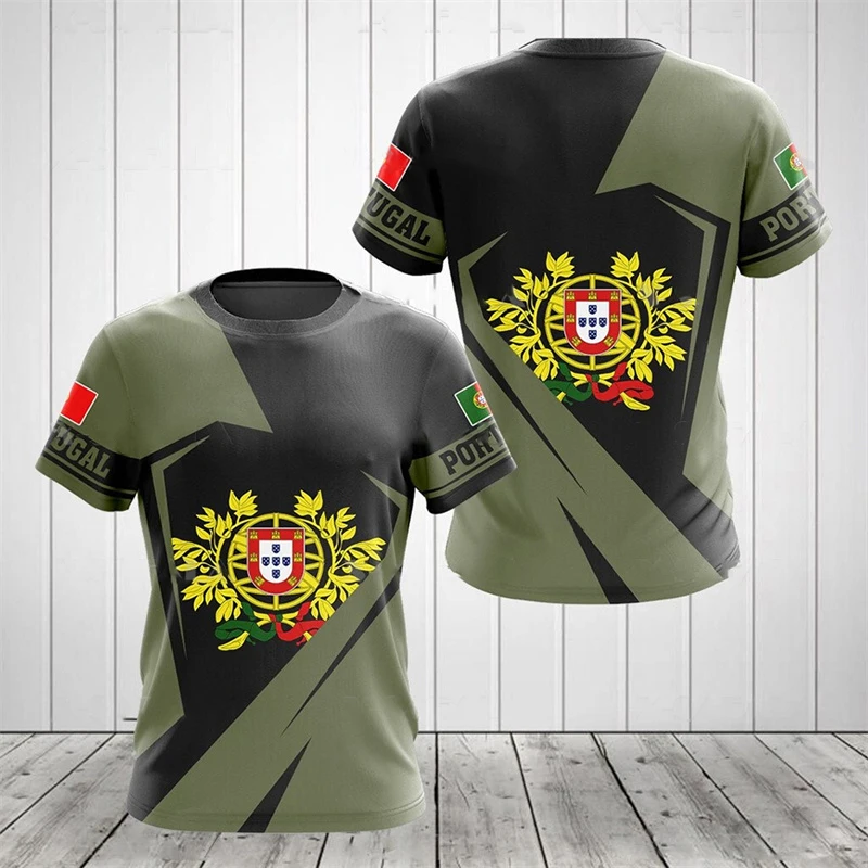 New Portugal T-Shirts Portuguese Flag Emblem 3D Print Streetwear Men Women Fashion Oversized Short Sleeve T Shirt Kids Tees Tops