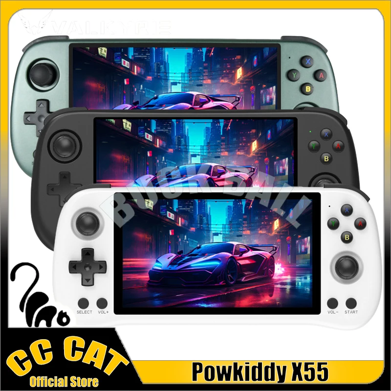 

Powkiddy X55 Open Source Handheld Game Console 5.5 Inch 1280*720 Hd Ips Screen Double Card Gaming Console Linux Retro Kid Gifts