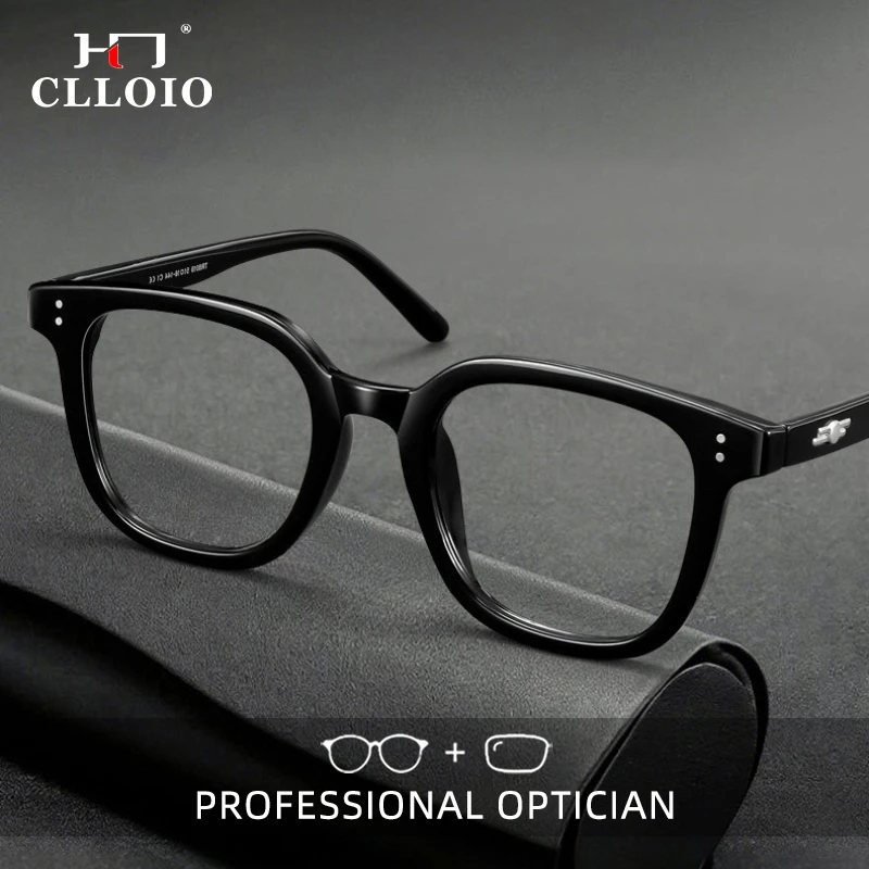 

CLLOIO Fashion Durable Casual Style Reading Glasses TR90 Frame Titanium Temple Anti Blue Light Progressive Prescription Eyewear