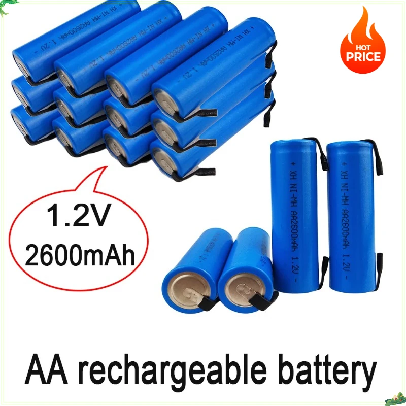 

100% Neue 1.2 V AA Akku 1.2V 2600mah AA NiMH Battery for Mit Solder Pins DIY Elektrische Rasierer Zahnbürste Spielzeug Batterie