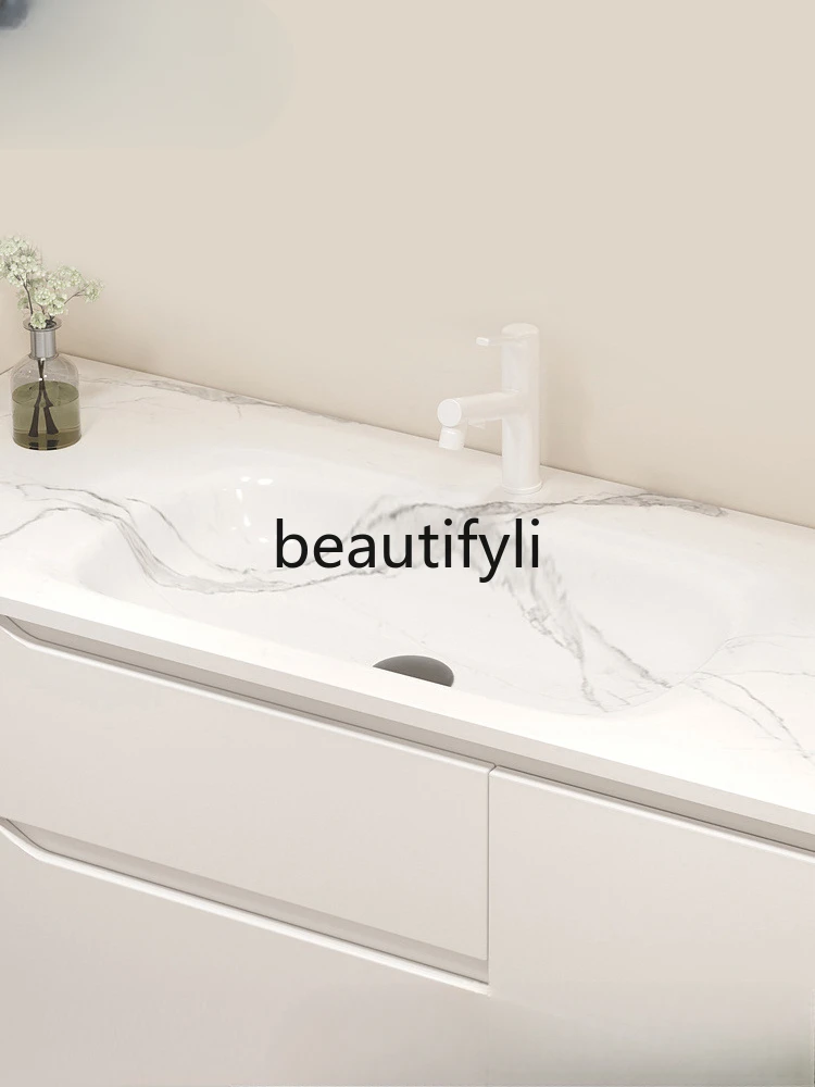 

Customized rock slab hot bending integrated wash basin countertop washbasin hotel home improvement bathroom cabinet countertop