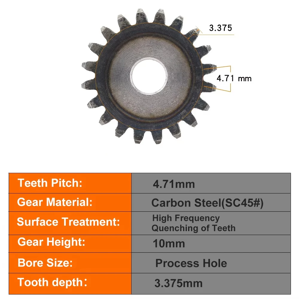 1Pcs 1.5Mod Pinion Gears 60 61 62 63 64 65 66 67 68-75Teeth SC45# Carbon Steel Cylindrical Gear High Frequency Quenching Teeth