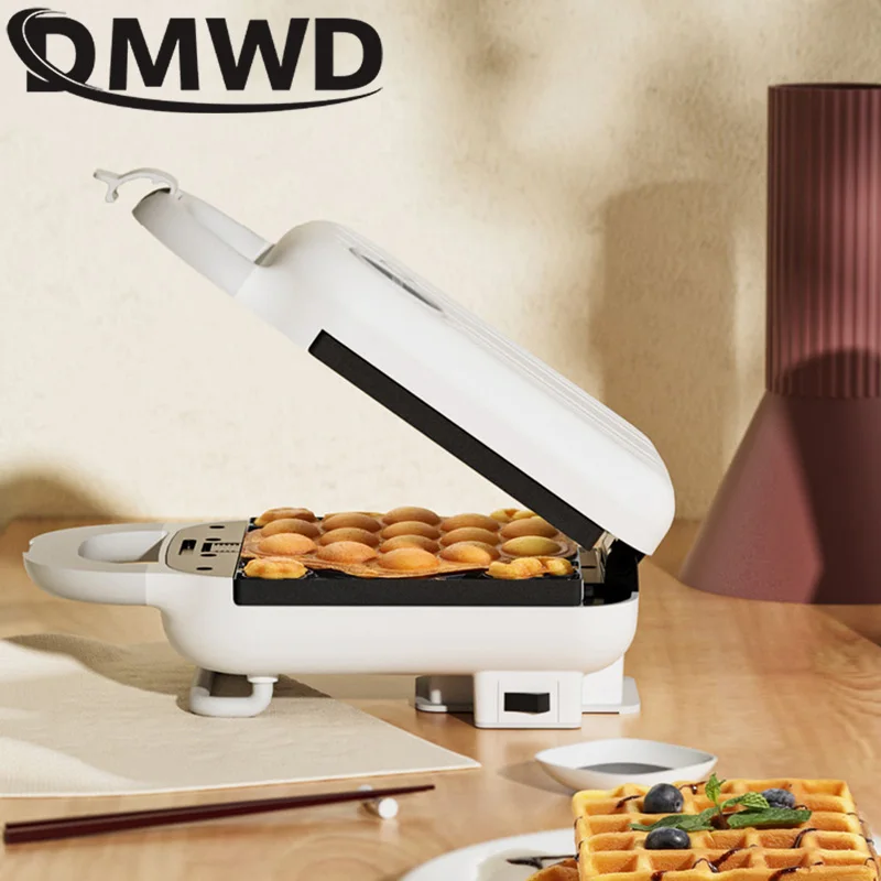 DMWD Multifunctional Light Food Waffle Machine Donut Cake Sandwich Maker Changeable Plates Toaster Grill Panini Oven Heater