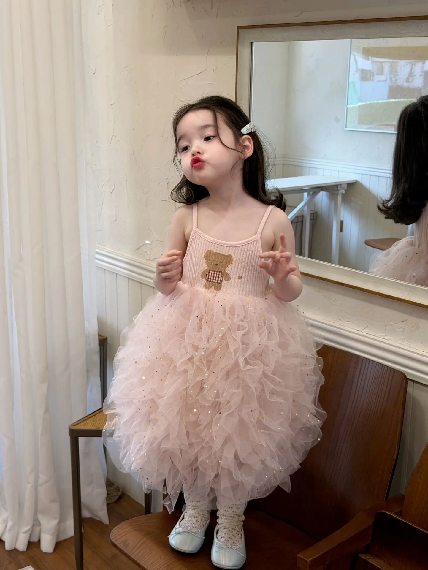 

New Baby Summer Girls Flower Sling Tutu Dress, Princess Kids Fashion Party Dresses 2-6T